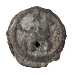 A CHINESE METAL SYCEE TEAL COIN, XINJIANG KUCHA, ZHAOWU JIUXING, CIRCA 8TH CENTURY