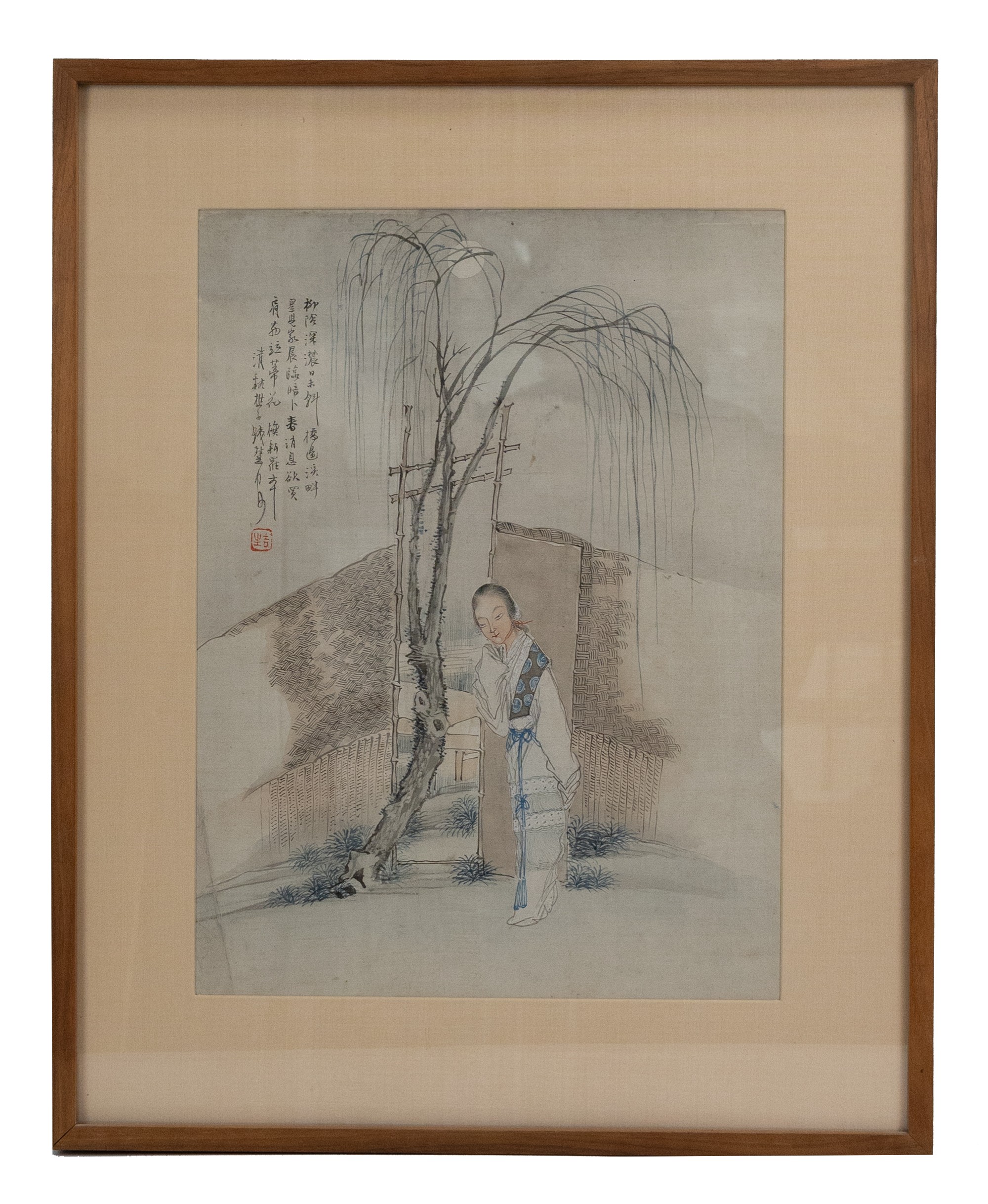 QIAN HUI'AN (1833-1911), QING DYNASTY. Chinese watercolour painting on silk depicting a lady in a - Image 2 of 14