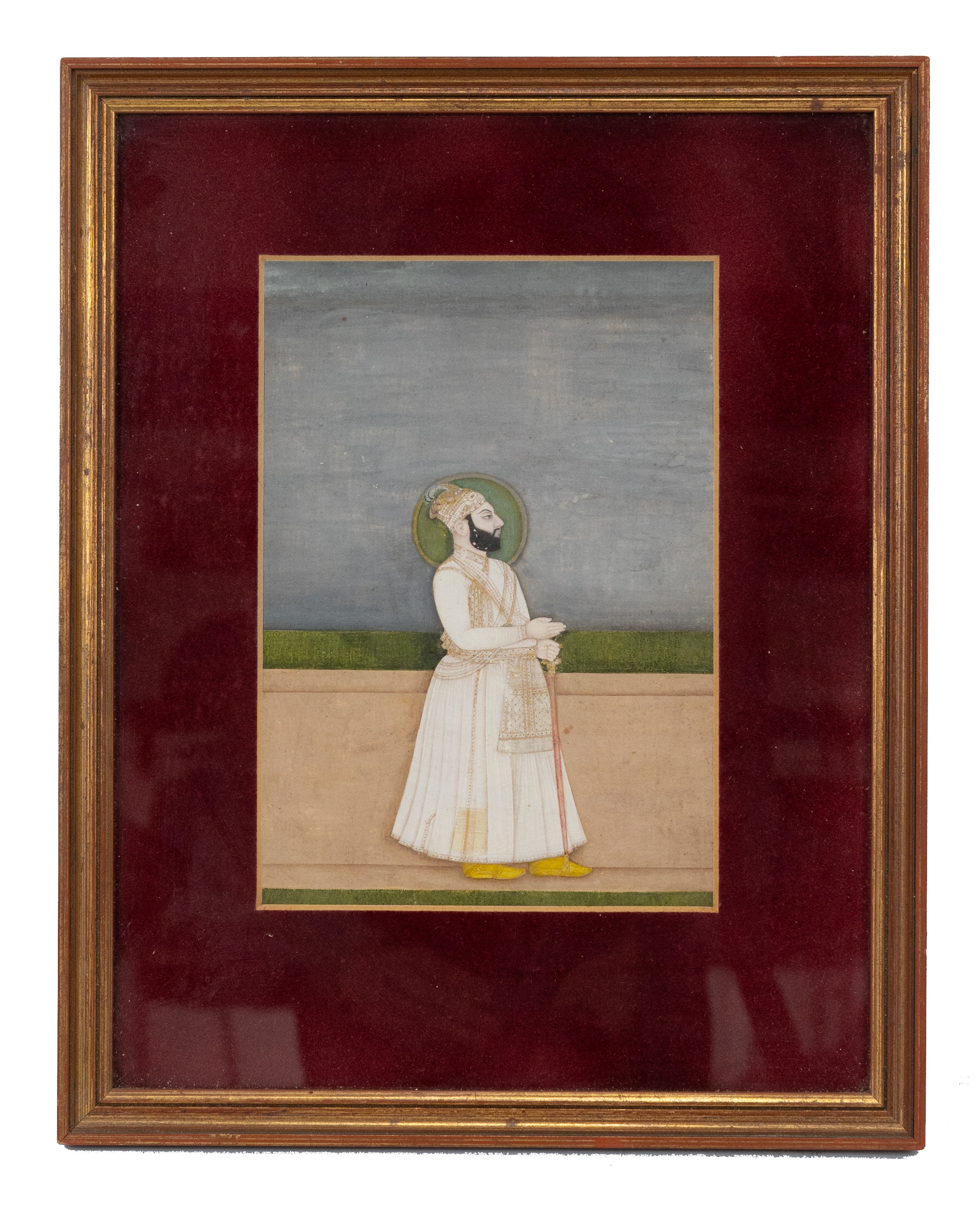 TWO 19TH CENTURY INDIAN MINIATURES. Gouache, heightened with gilding on paper, the first depicting a - Image 8 of 17
