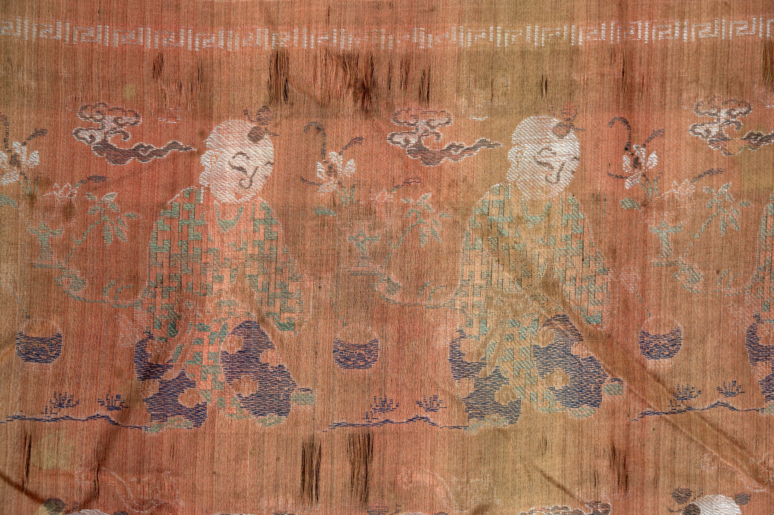 TWO VERY LARGE CHINESE 100 BOYS SILK PANELS, 17/18TH CENTURY. Each depicting rows of boys at play - Image 8 of 11