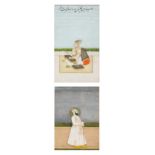 TWO 19TH CENTURY INDIAN MINIATURES. Gouache, heightened with gilding on paper, the first depicting a