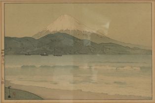HIROSHI YOSHIDA, JAPAN (1876-1950), Mount Fuji from Miho, 1935. A Japanese woodblock print signed