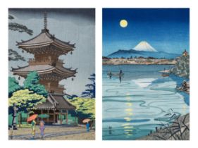 TWO JAPANESE WOODBLOCK PRINTS, SHOWA, 20TH CENTURY. To include OKADA KOICHI (1907-1991), Moonlight