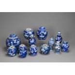 A GROUP OF CHINESE PORCELAIN ITEMS, 19/20TH CENTURY. To include nine prunus decorated ginger jars of