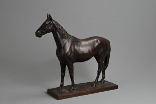 AN EARLY 20TH CENTURY JAPANESE BRONZE MODEL OF A HORSE BY KUNIO ITO (1890-1970). Modelled standing