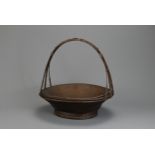 A FINE EARLY 20TH CENTURY JAPANESE BAMBOO FRUIT BASKET (MORIKAGO) WITH COPPER LINER. Of flared