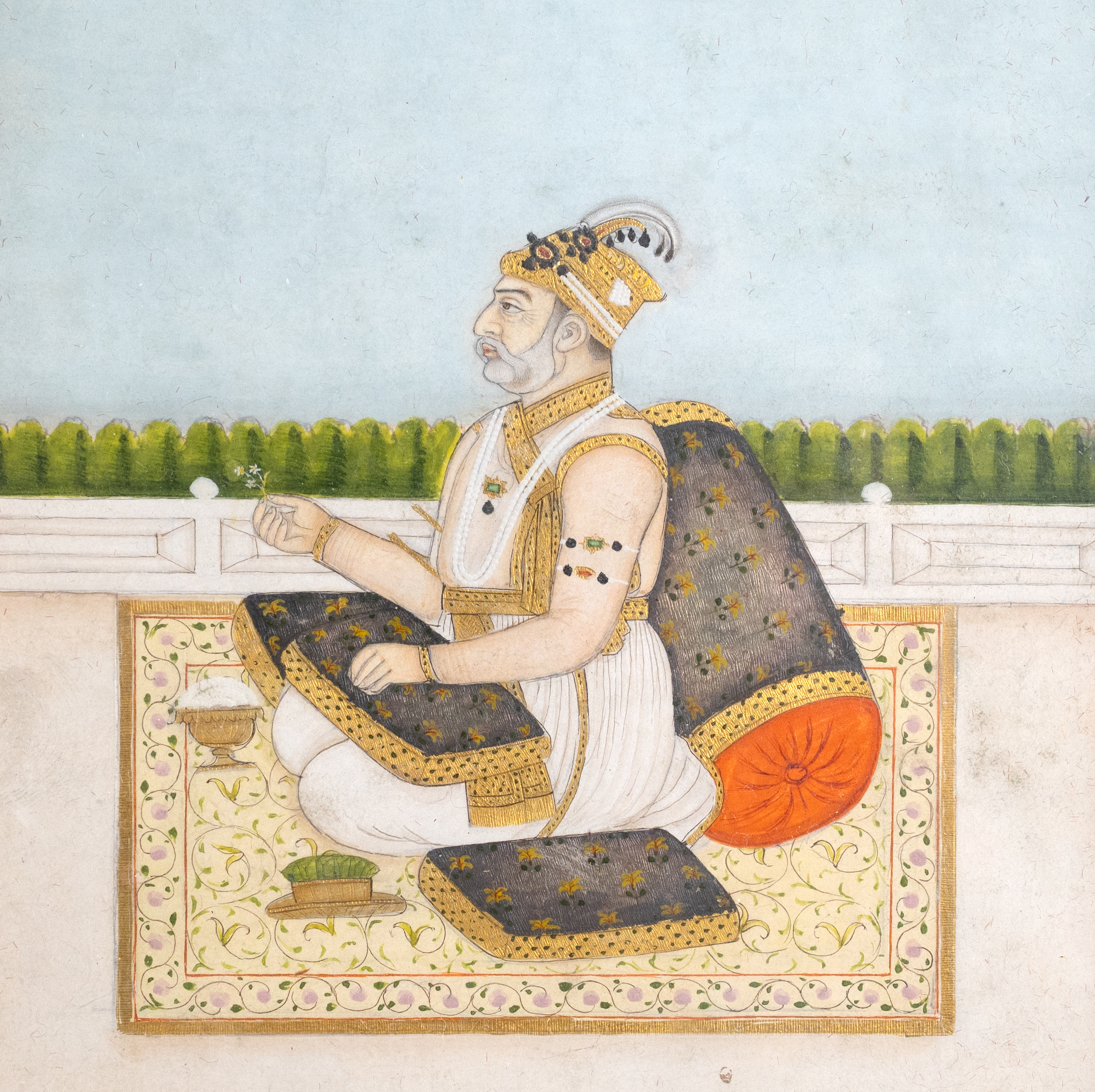 TWO 19TH CENTURY INDIAN MINIATURES. Gouache, heightened with gilding on paper, the first depicting a - Image 3 of 17