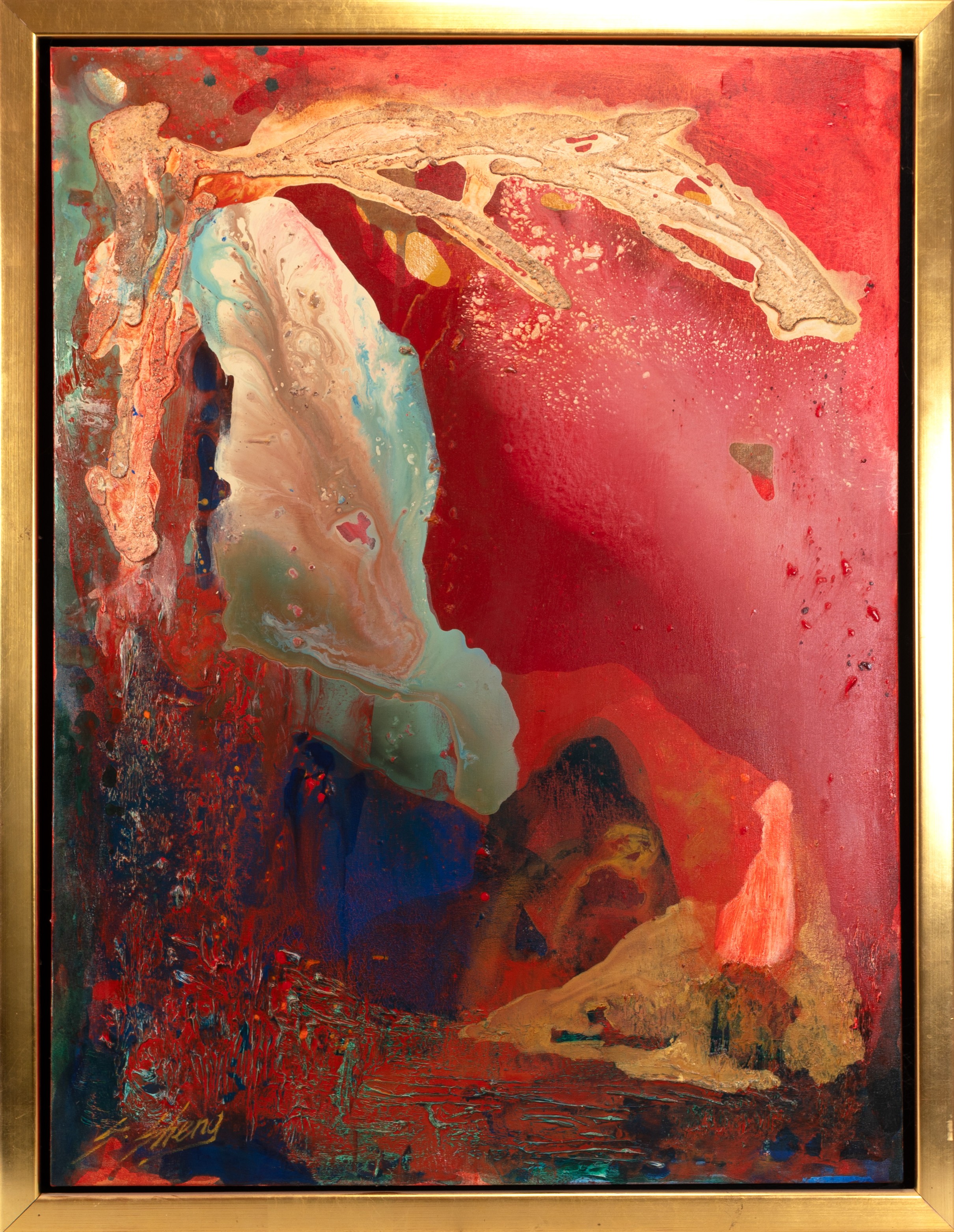 SHENG SHANSHAN, CHINA, b. 1957. COSMOS. Oil and mixed media on canvas - Image 6 of 9