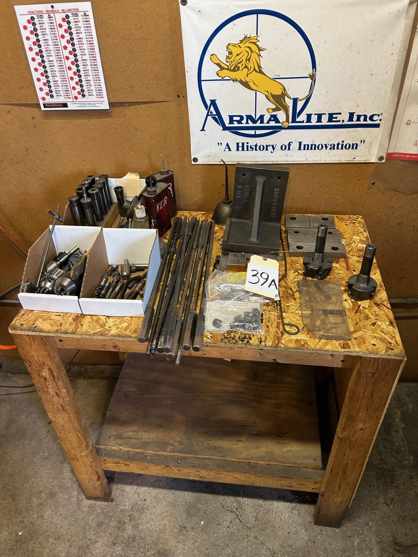 Angle Plate, Collet Set, Carbide & Misc. Tooling and Wood Table