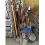 Various Brooms, Shovels, Gas Cans, Vacuum