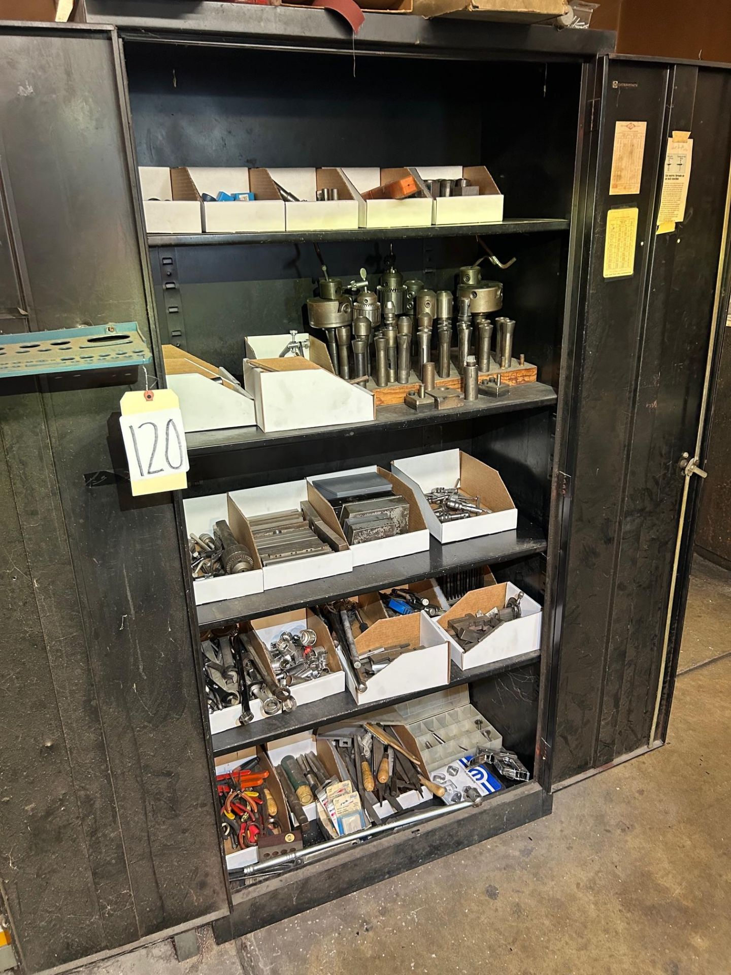 Metal Cabinet and Tooling Contents, Collets, Wrenches, Files, Drill Sets, Chucks, &d Other Tooling - Image 2 of 7