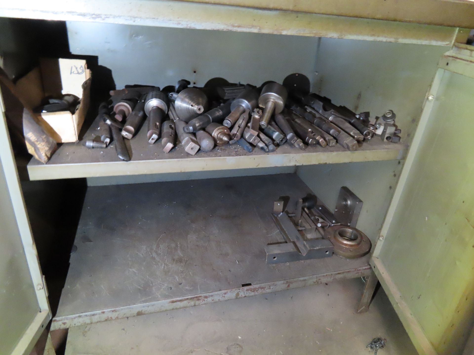 Metal Cabinet & All Tooling, Drill Bits, Knurling Tool Parts, Turret Tool Holder & Misc. Tooling - Image 2 of 2