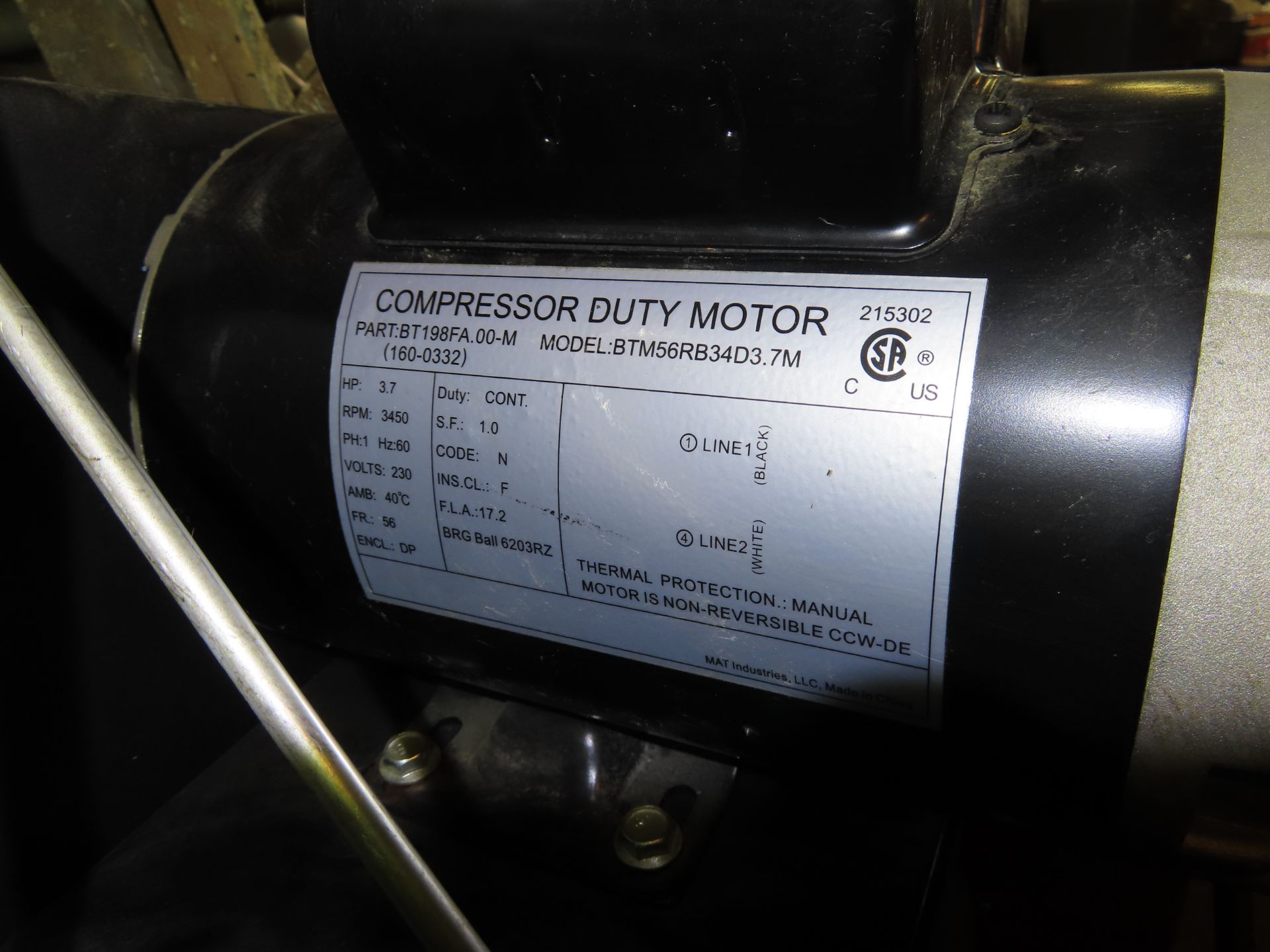 3.7 HP Sanborn Vertical Air Compressor with Husky Receiver Tank - Image 5 of 5