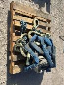 MISC PALLET OF CHAINS, SLINGS, STRAPS AND HOOKS