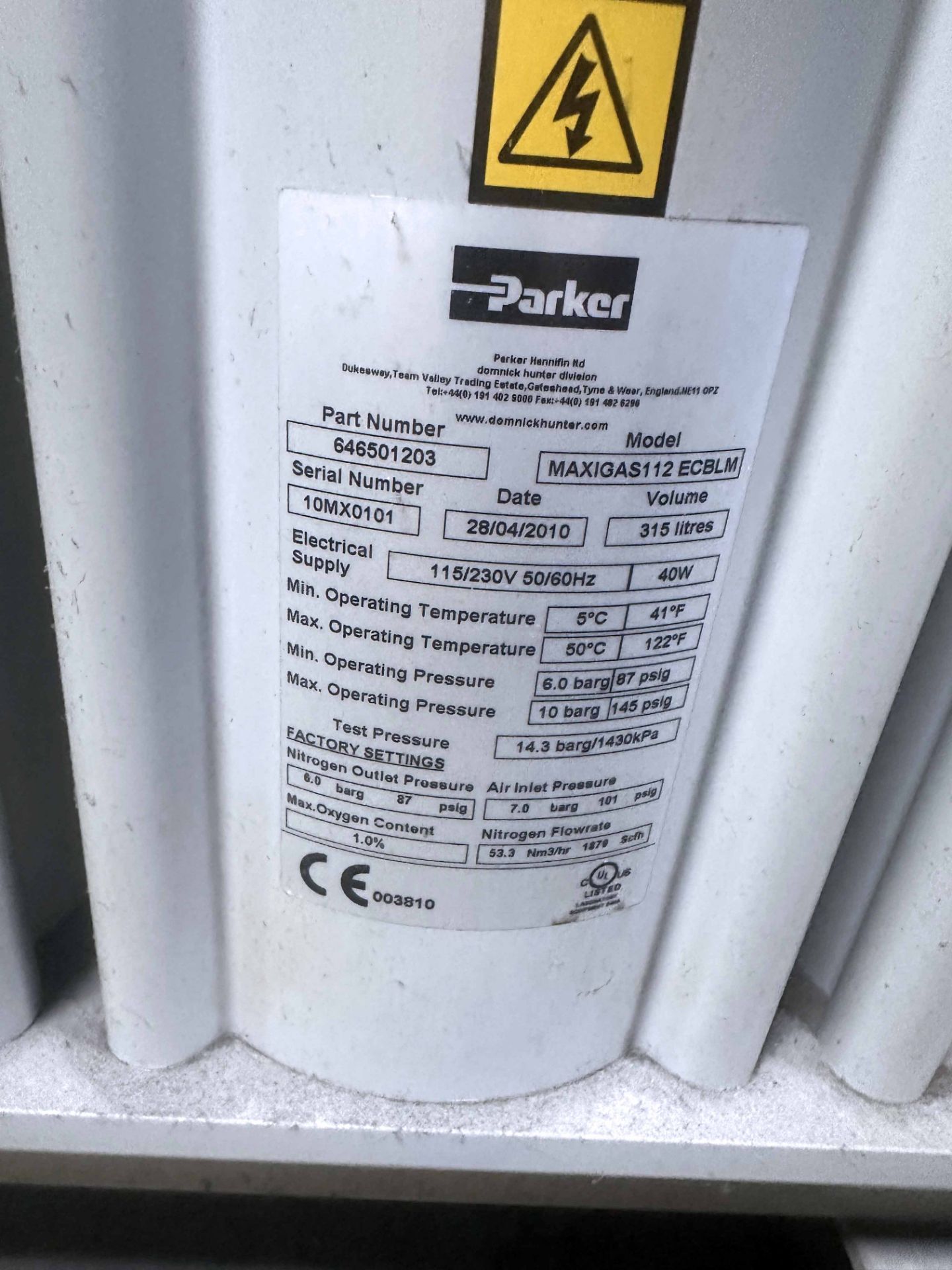 Domnick Hunter Maxigas 112 Nitrogen Gas Generation System (2010) - Image 3 of 3