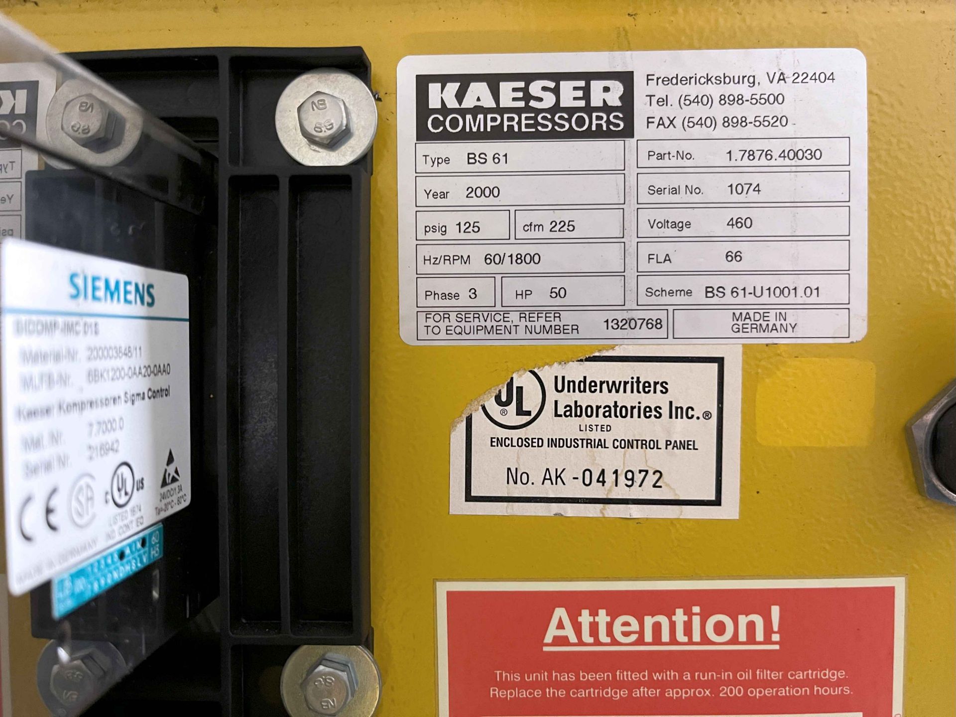 Kaeser Screw BS 61 Air Compressor (2000) - Image 5 of 5