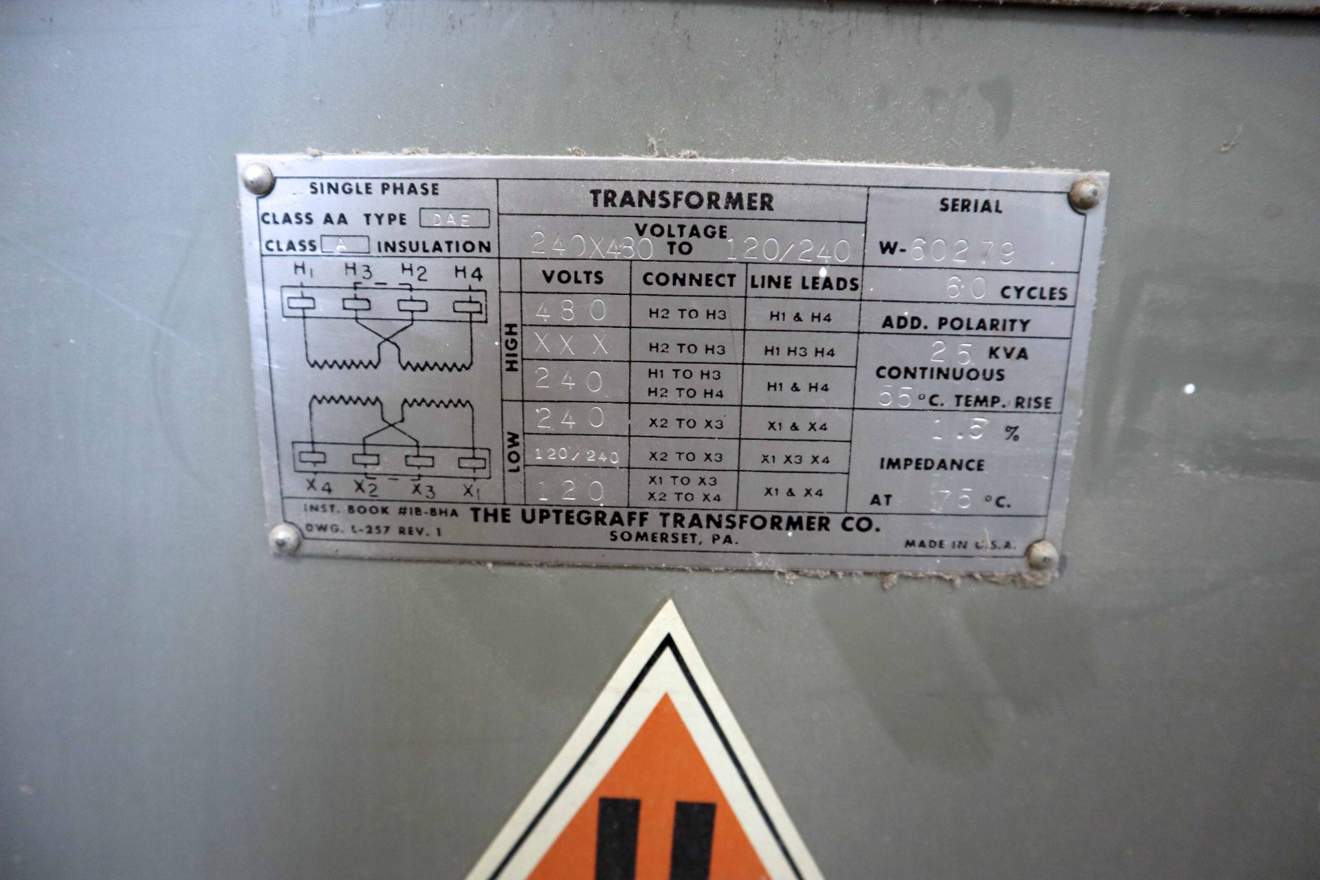 Uptegraff Single Phase Transformer - Image 3 of 3