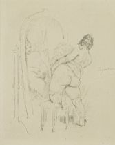 Félicien ROPS (1833-1898), original engraving Coquetterie with red coloured pencil raised by the art