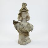 Marble and alabaster bust of Athena, signed LEGGE, 19th century