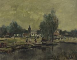 Albert CLAEYS (1889-1967), oil on panel Landscape with village, signed