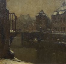 Piet LIPPENS (1890-1981), oil on cardboard Zuivelbrug te Gent, drawn and oil on panel Woonwagens, si
