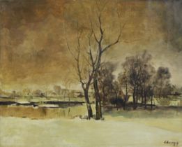 Albert CLAEYS (1889-1967), oil on canvas Winter view of the Leie, signed