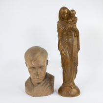 Jan ANTEUNIS (1896-1973), terracotta OLV of Canada, signed and dated '17 and Willem VAN AERDEN (1912