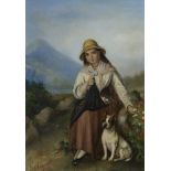 Gustav THONNARD (1821-1887), oil on panel Girl with dog, signed and dated 1878