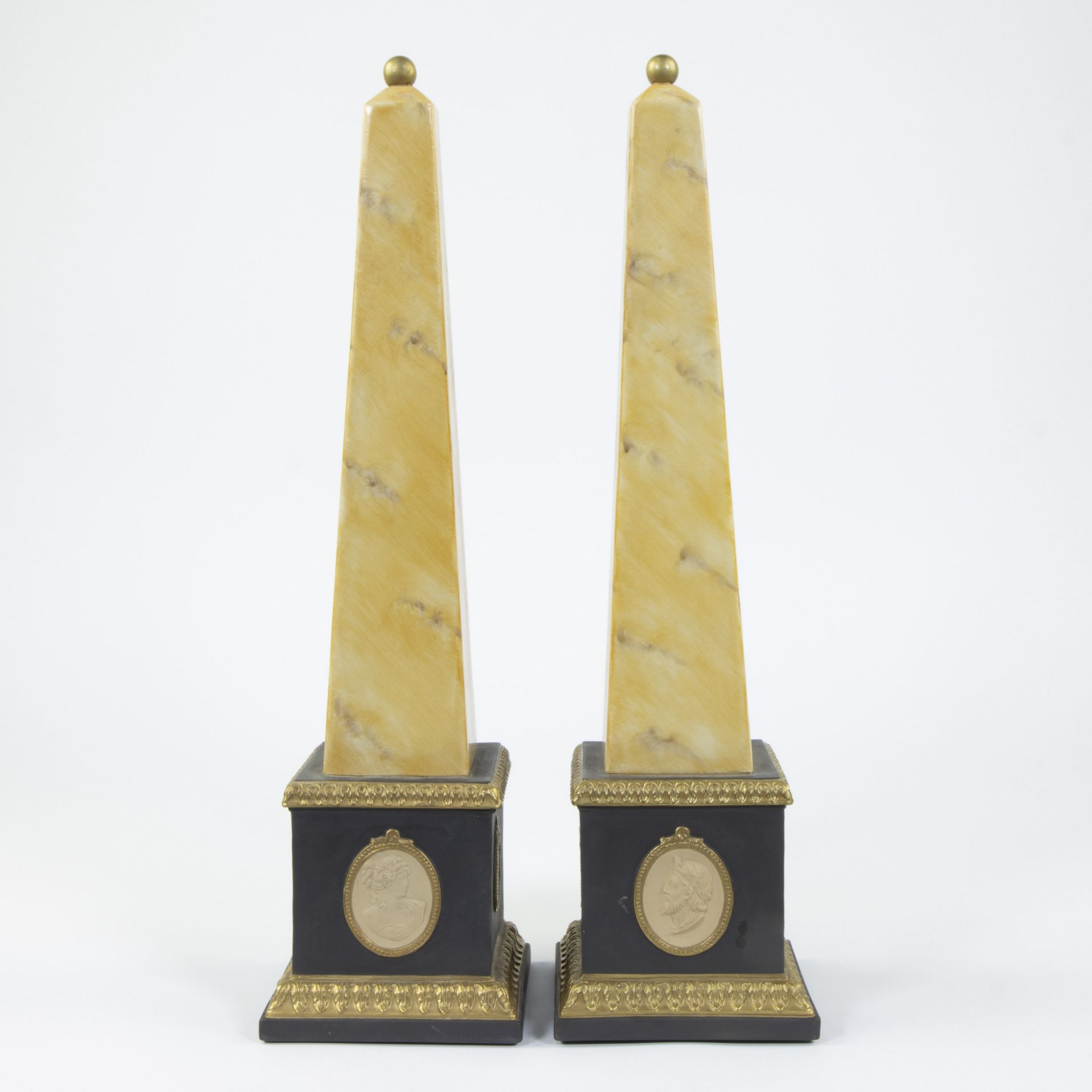 Pair of porcelain obelisks, Italy, 20th century