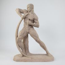 Terracotta sculpture 'Heracles strains his bow', signed Henri BARGAS