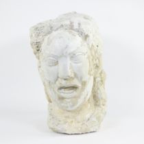 Olivier PIETTE (1885-1948), plaster girl's head, signed and plaster male bust