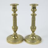 Pair of Charles X candlesticks in gilt brass