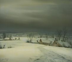 Gies COSIJNS (1920-1997), oil on canvas Flemish Ardennes winter landscape, signed and dated 1960