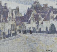 Alfons BLOMME (1889-1979), oil on panel Beguinage, signed