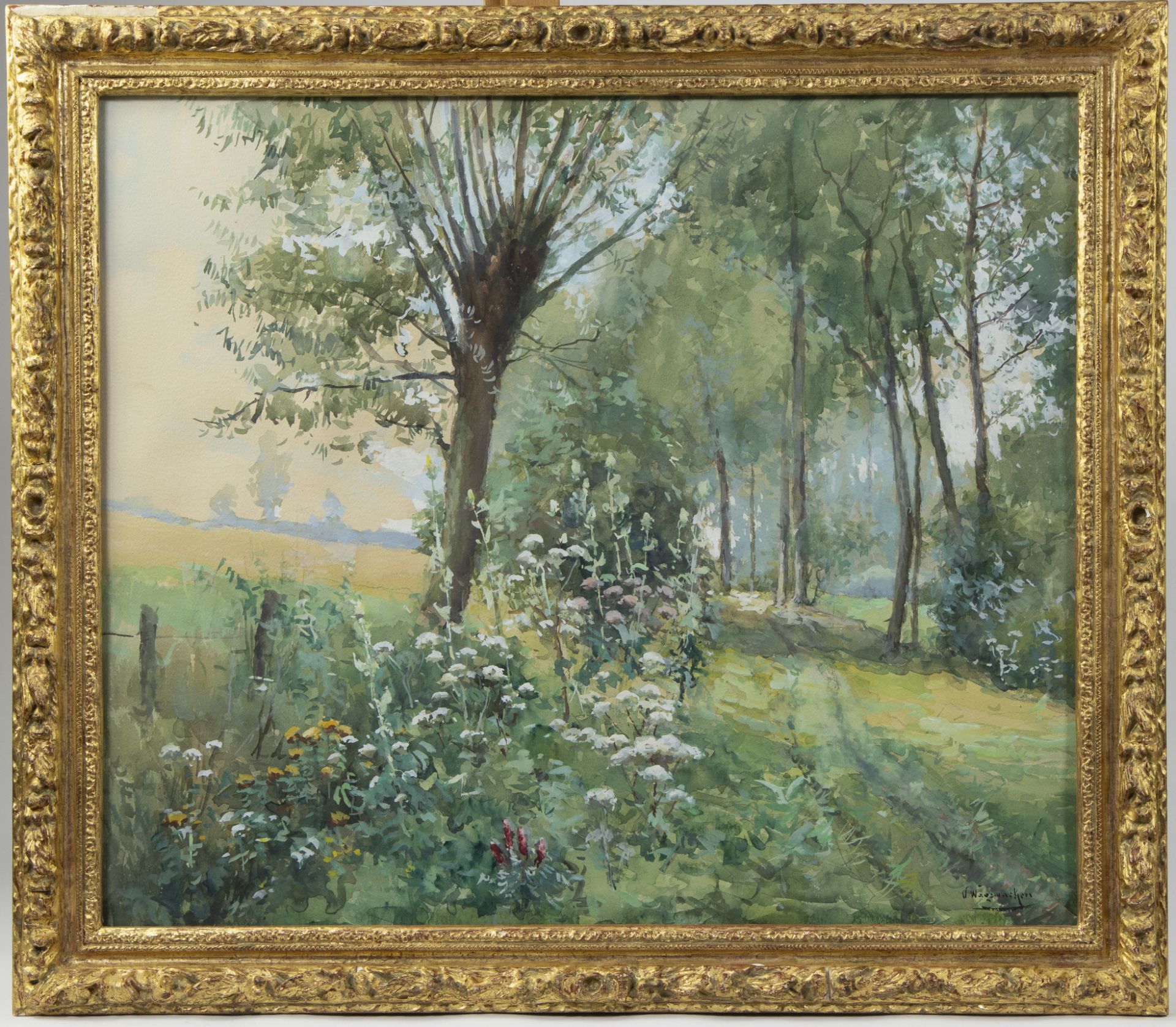 Victor WAGEMAEKERS (1876-1953), watercolour Summer landscape with field flowers, signed - Bild 2 aus 4