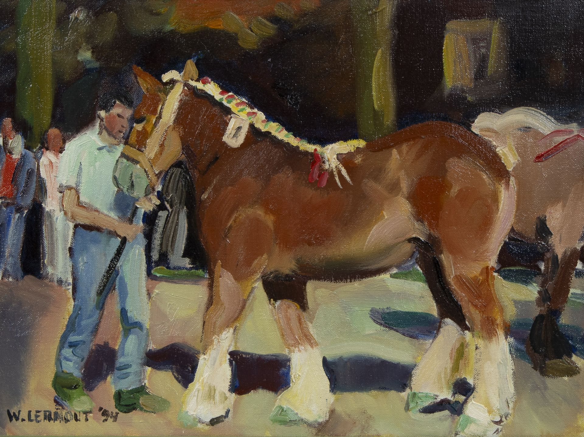 Ward LERNOUT (1931), oil on canvas Man with horse, signed and dated '94