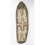 Very large wooden polychrome shield of the Asmat, wooden reincarnation of ancestors, Papua New Guine