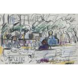 Henri Victor WOLVENS (1896-1977), colour drawing The terrace, signed