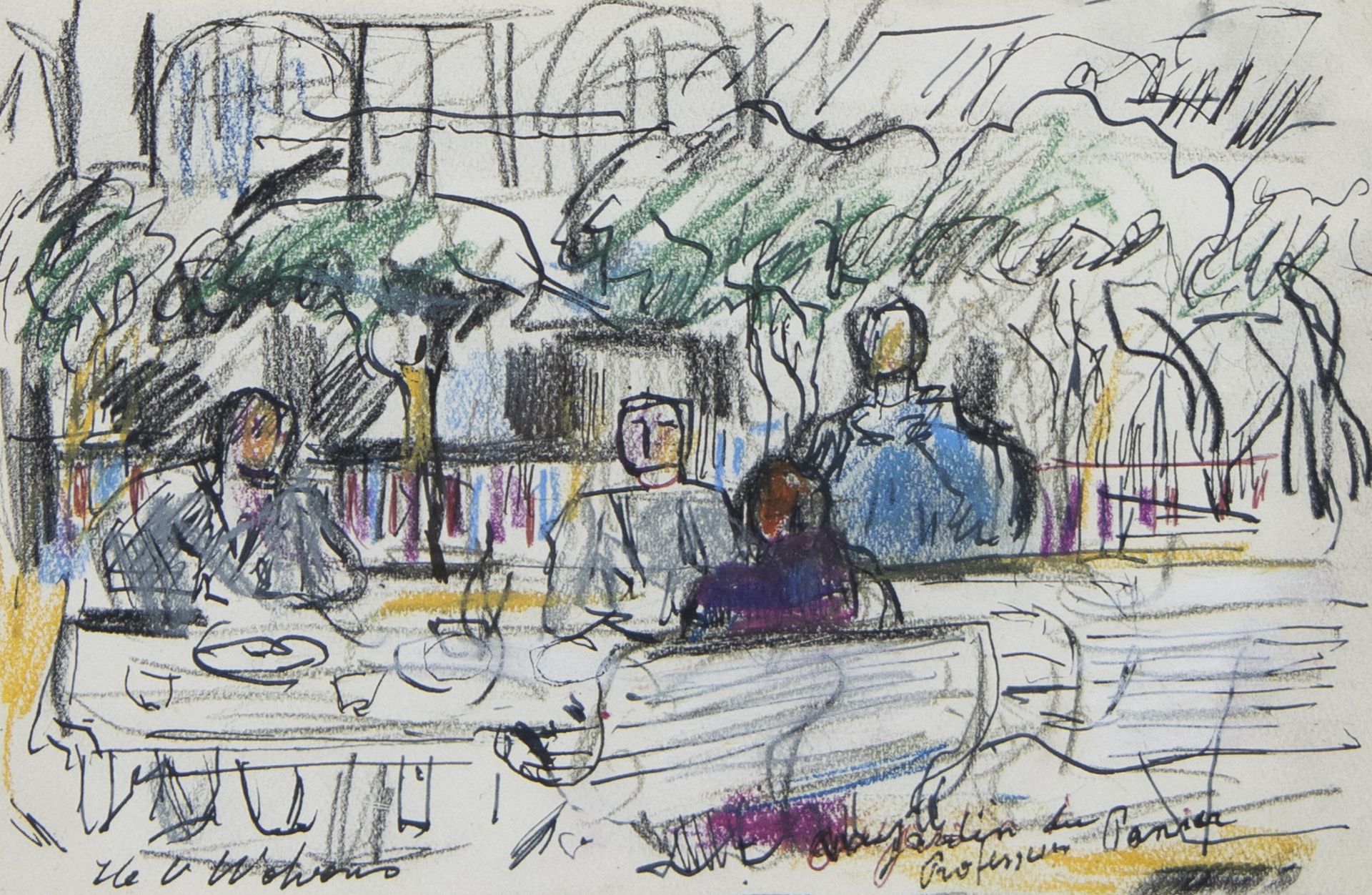 Henri Victor WOLVENS (1896-1977), colour drawing The terrace, signed