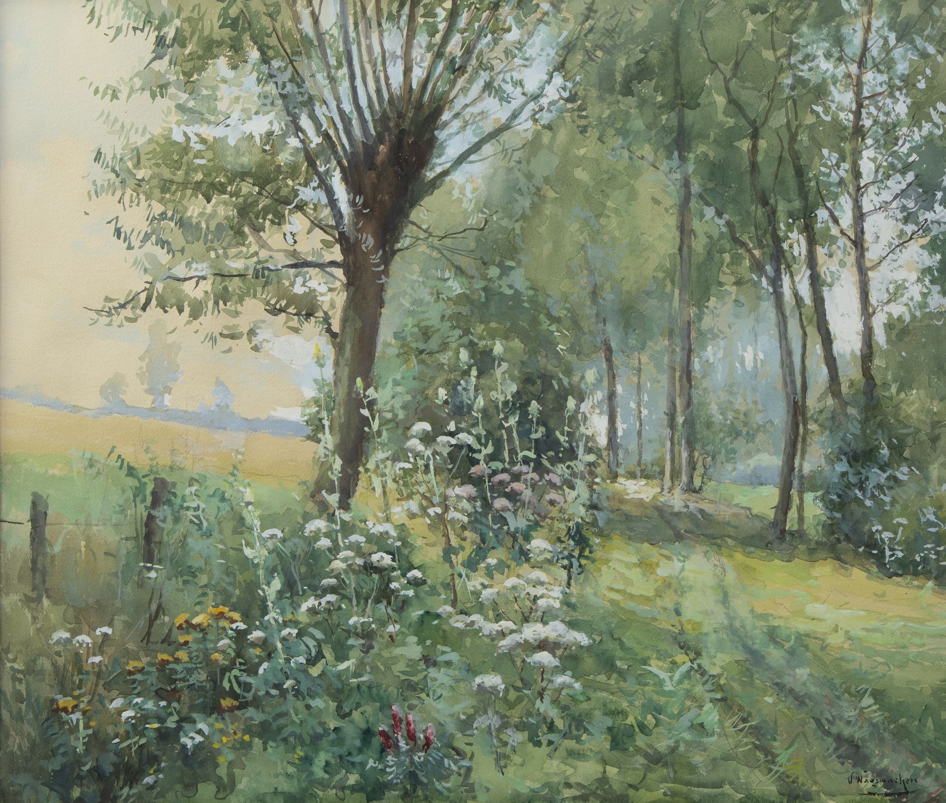 Victor WAGEMAEKERS (1876-1953), watercolour Summer landscape with field flowers, signed