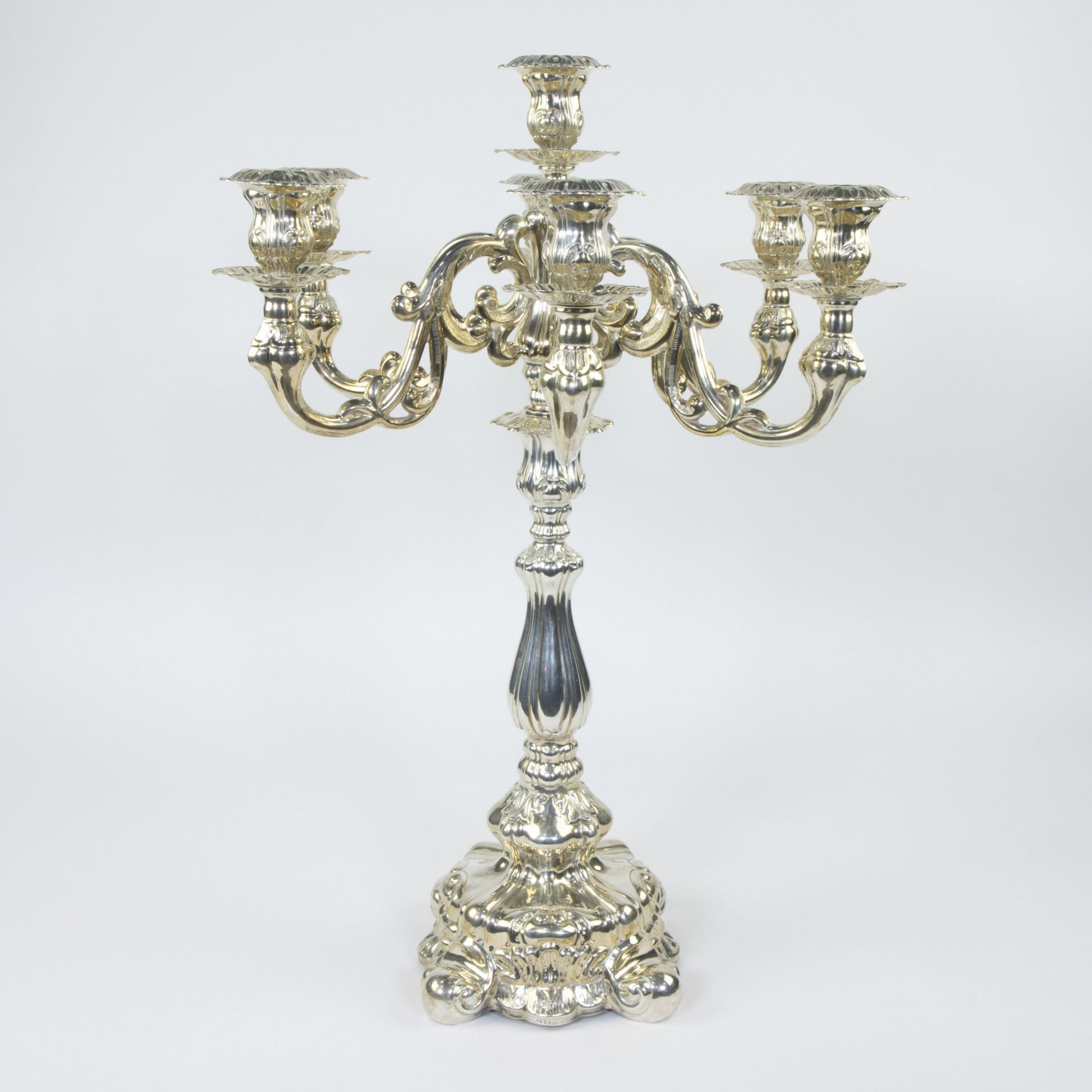Large silver candelabra with 7 lights, grade 925/1000 , with year letter H, Netherlands, hallmarks ( - Image 2 of 8