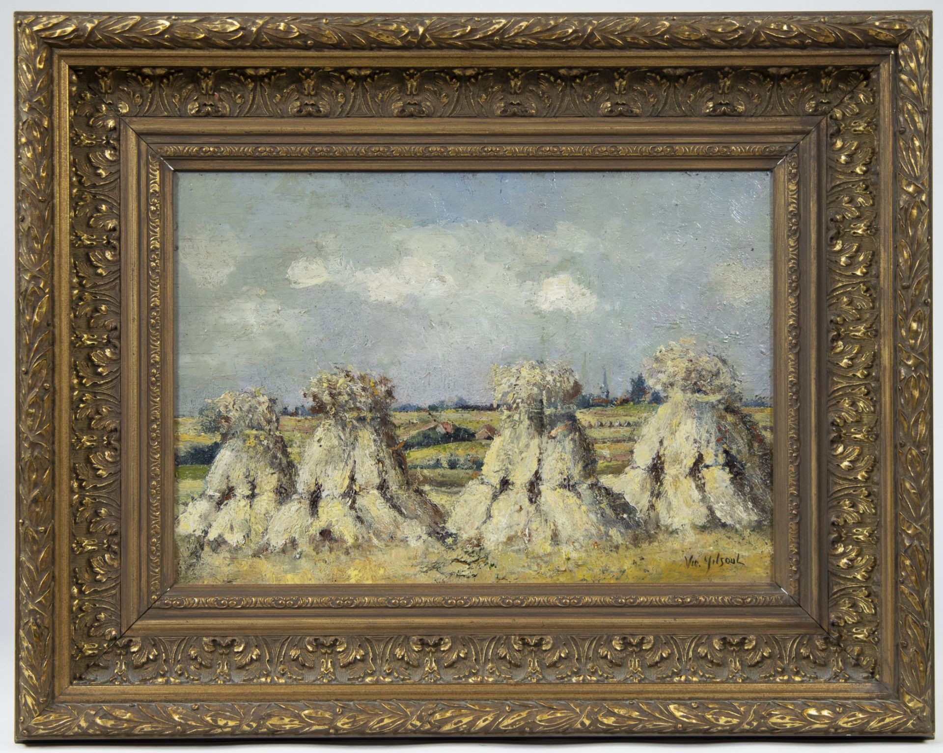 Victor Olivier GILSOUL (1867-1939), oil on panel Haystacks, signed - Bild 2 aus 4