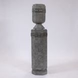 Pedestal in grey-veined marble imitation with urn