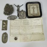 Document FR. JOSEPH BARTHO LOMAEUS MENOCHIO ORD. EREMIT S. AUGUSTINI 1810 with reliquary and silver