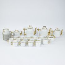 Coffee and tea set with 'bamboo' handles in porcelain de Paris, marked