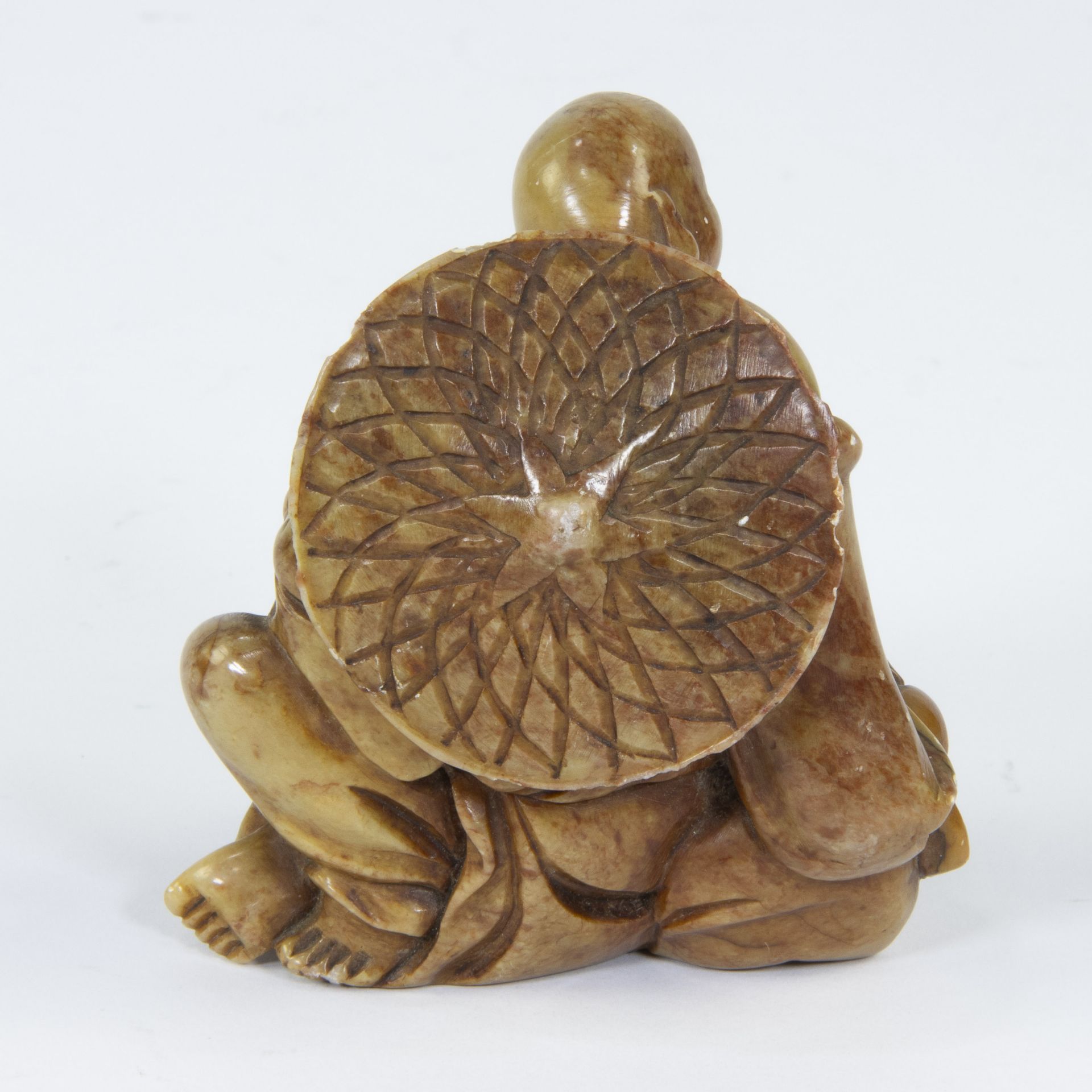 God of good luck and good fortune Hotei Buddha or laughing Buddha in soapstone - Image 3 of 5