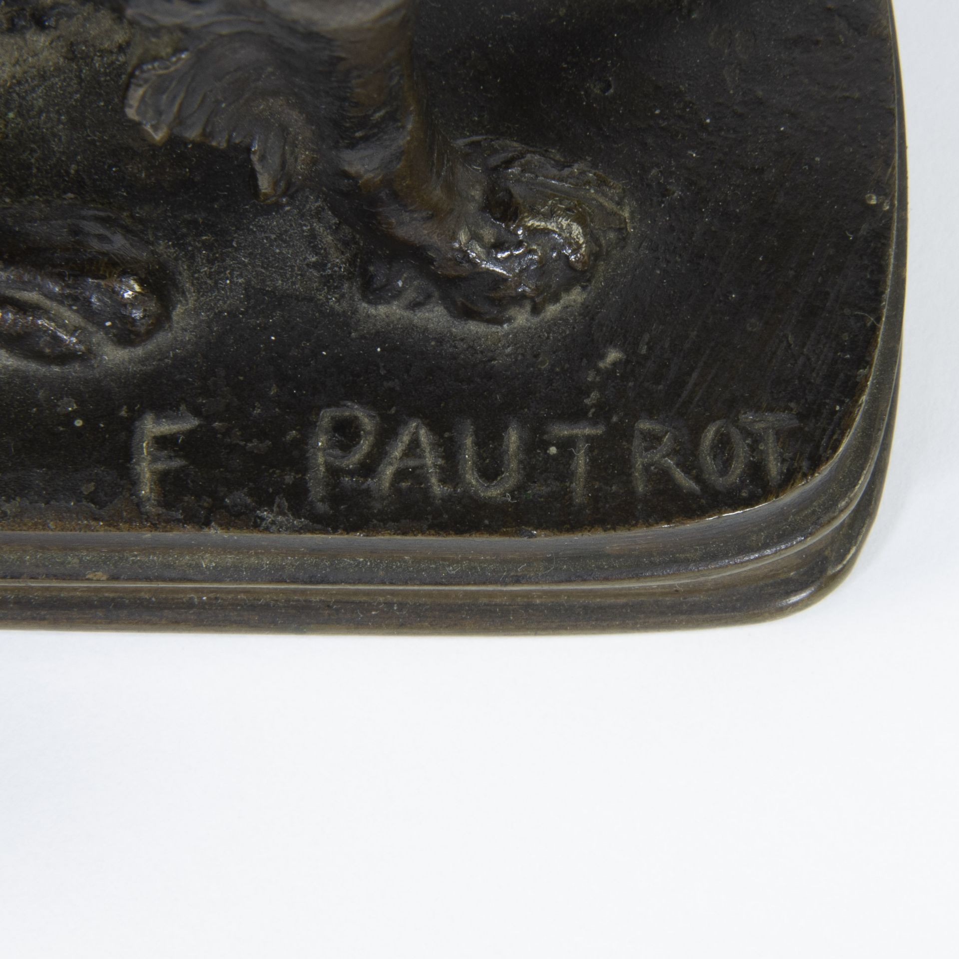 Ferdinand PAUTROT (1832-1874), bronze of a hunting dog, drawn and added hunting dog in cast iron and - Image 5 of 5