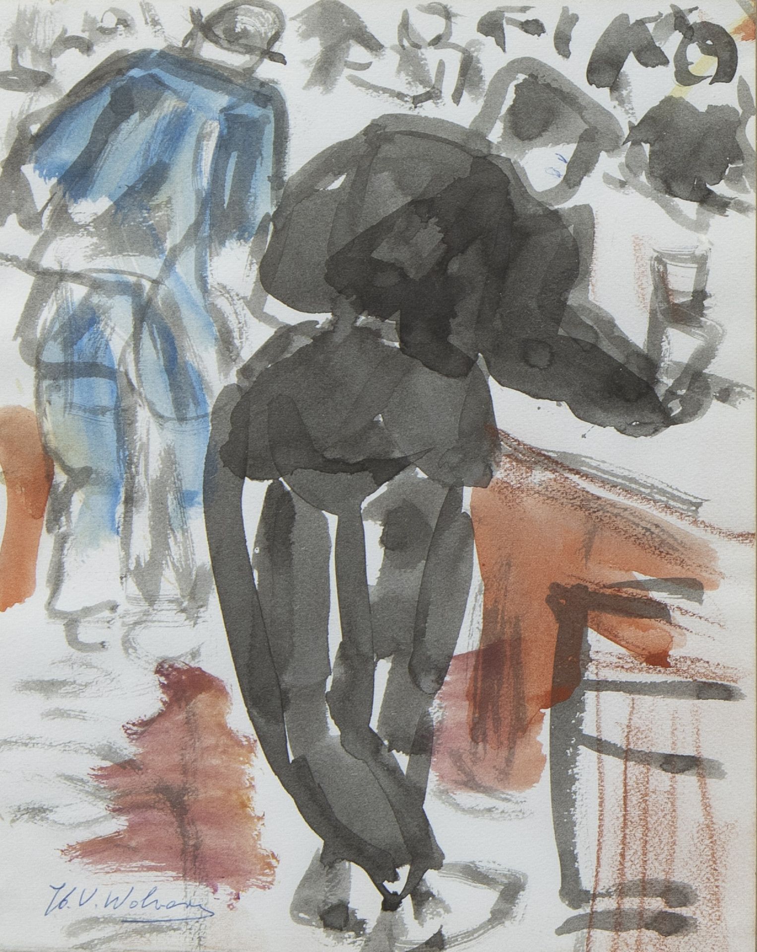 Henri Victor WOLVENS (1896-1977), watercolour At the bar, signed