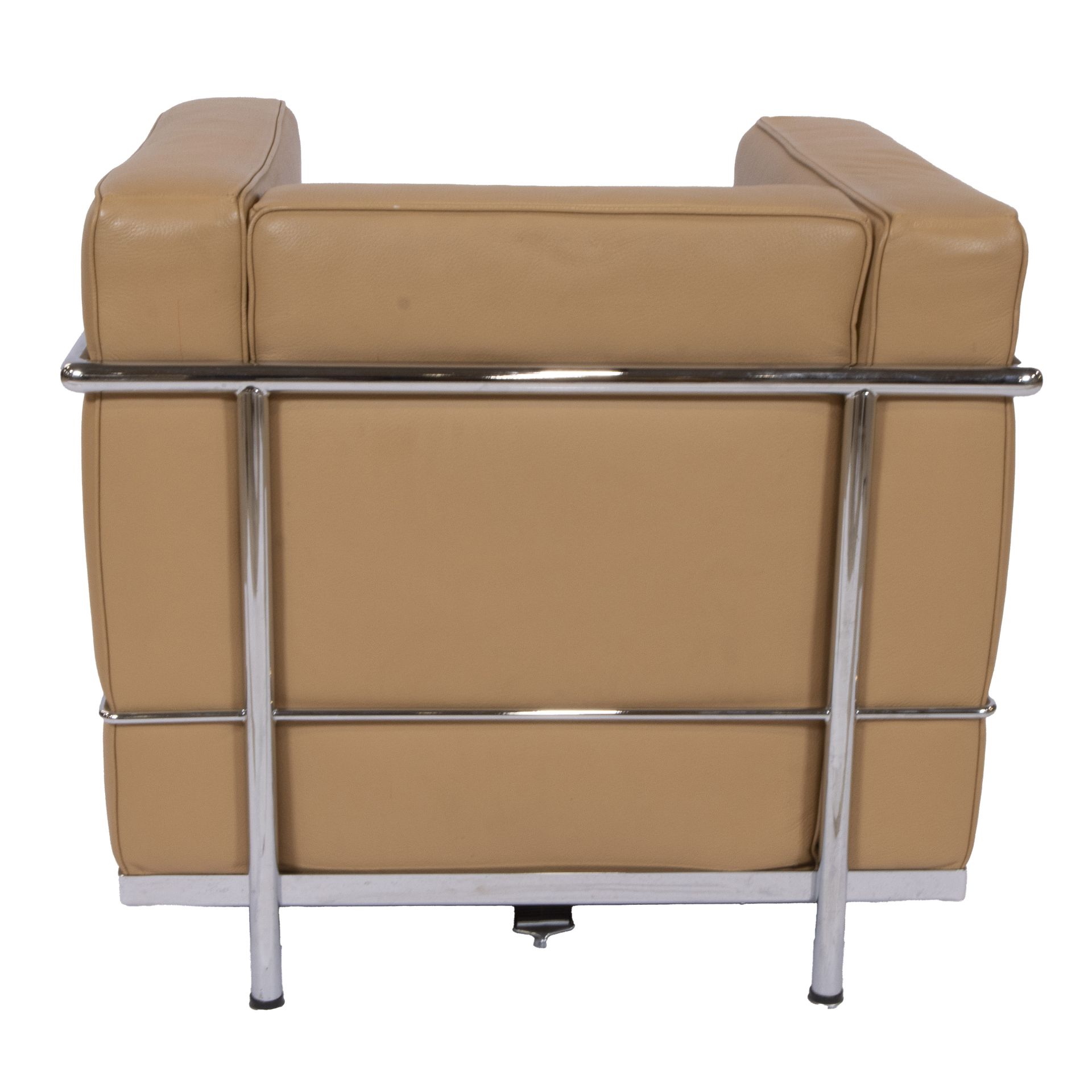 Seat to with model LC2 Le Corbusier, steel chrome-plated structure with cognac-coloured leather, mad - Image 3 of 4