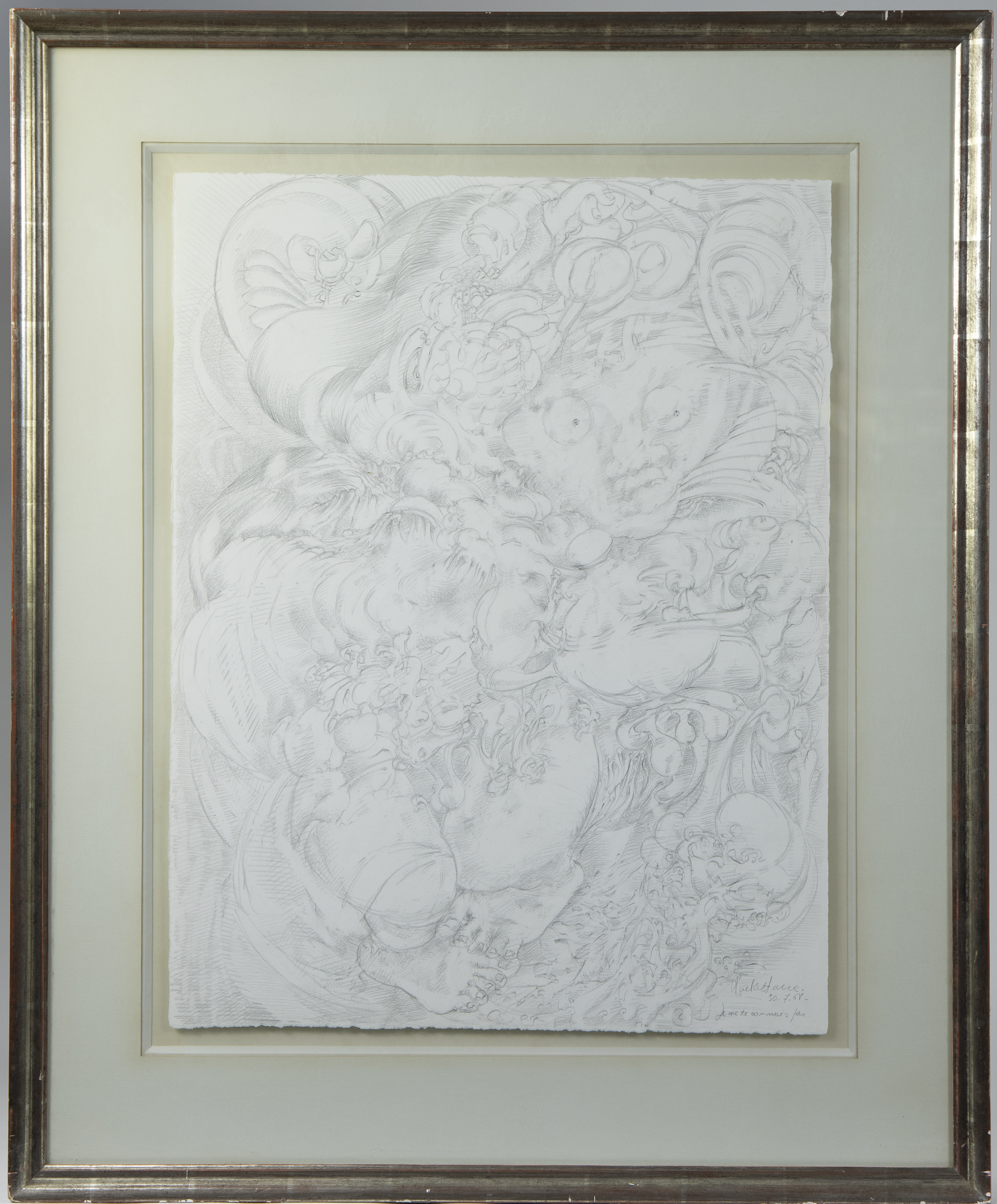 Roel D'HAESE (1921-1996), pencil drawing Je na connais pas, signed and dated 30/7/'68 - Image 2 of 3